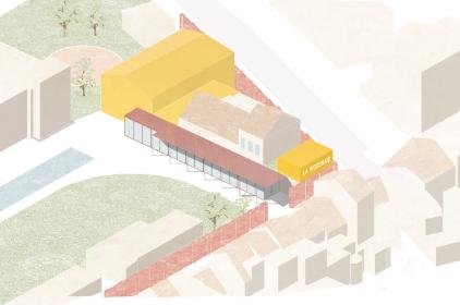 axonométrie du projet de la Roseraie réalisée par Architectures Parallèles - Manger Nielsen