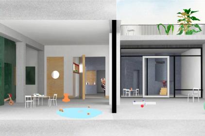 Projet lauréat - Vue  intérieure sur deux sections © Dars/Dubois